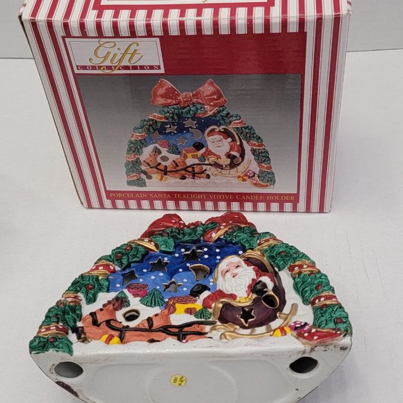 Gift Collection Porcelain CSanta Tealight Votive Candle Holder Christmas Sled - Picture 13 of 13